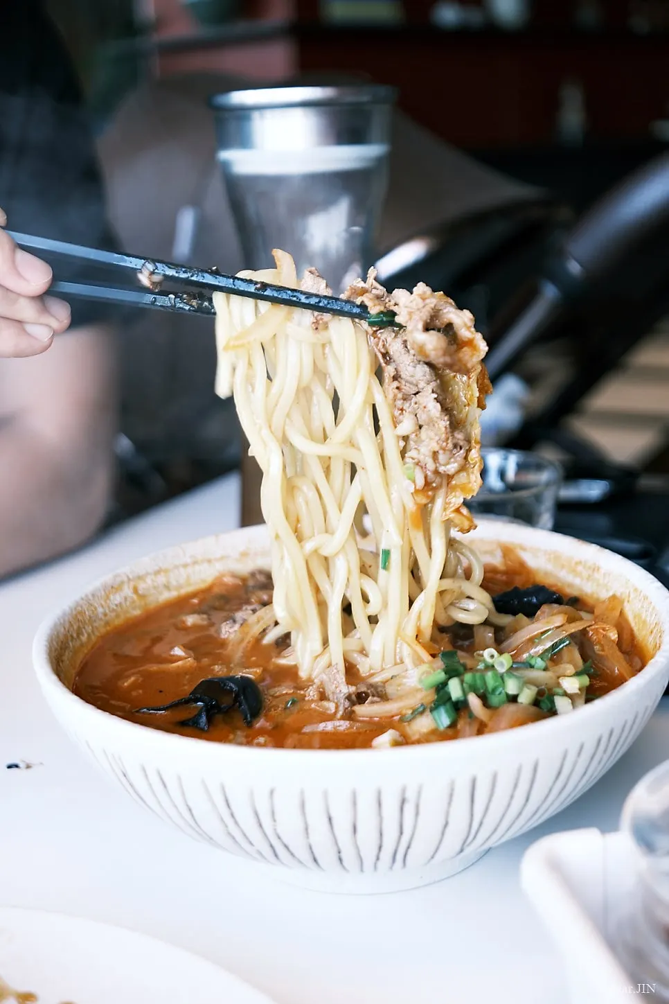 A bowl of beef brisket jjamppong