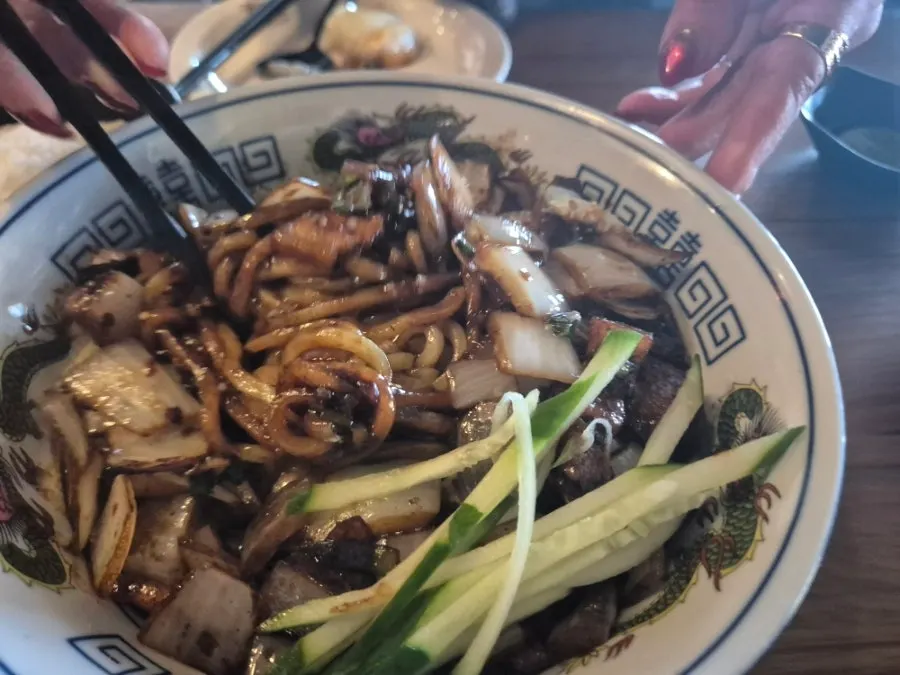 Ganjajang noodles mixed with the sauce
