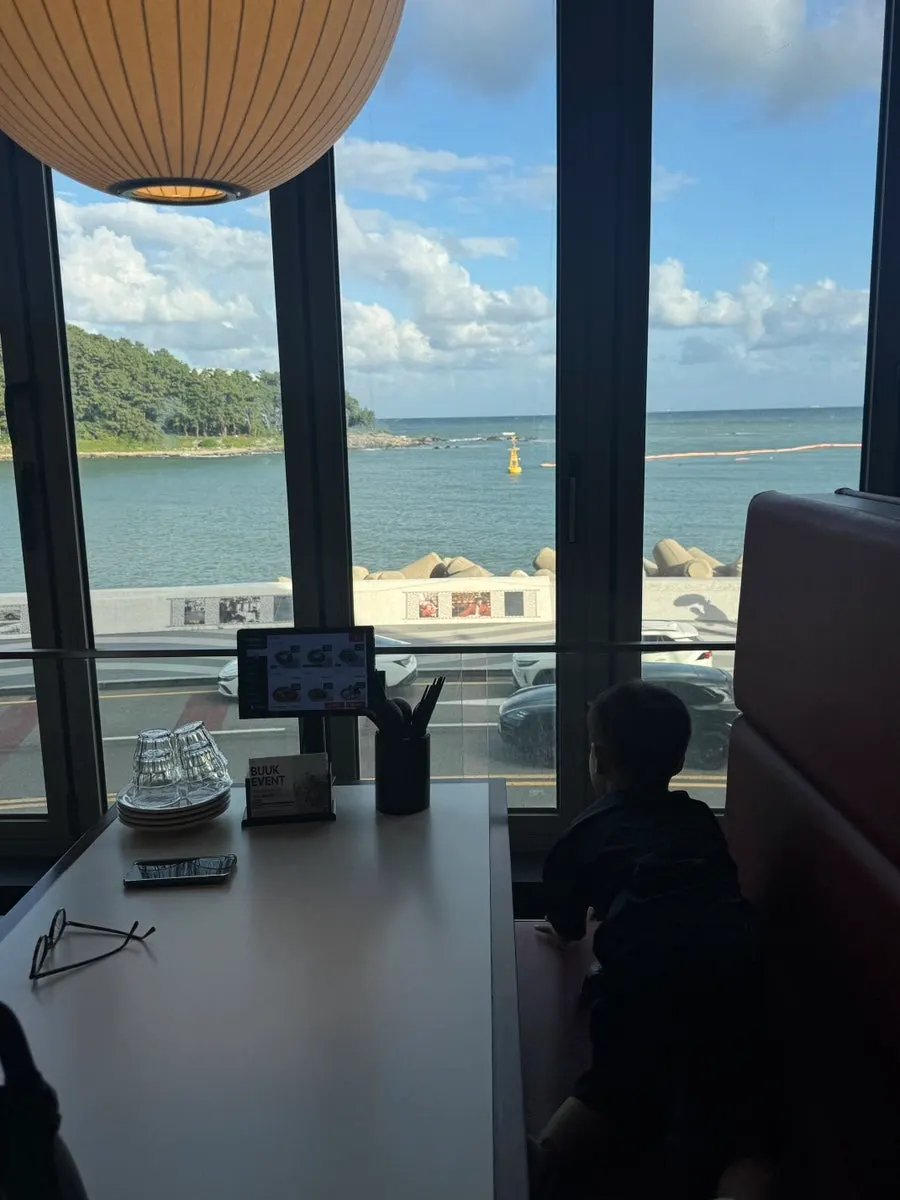 Sea view from a restaurant table