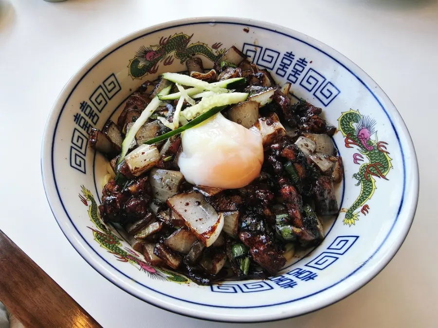 Freshly made ganjajang noodles and jajang sauce