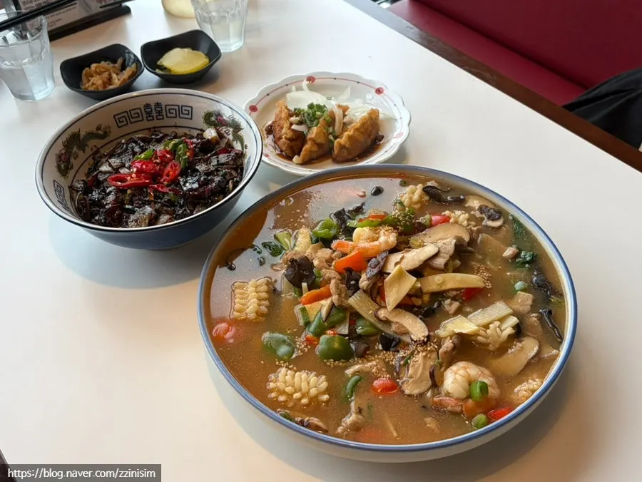 Seafood nurungji-tang loaded with seafood and vegetables