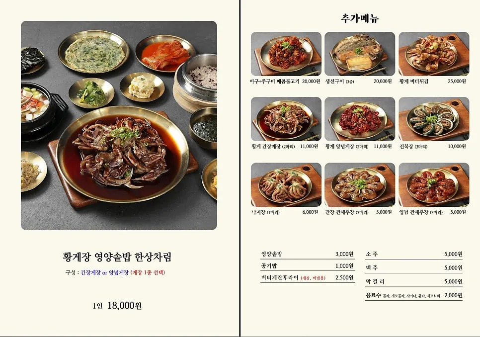 Deodo Gejang's menu board