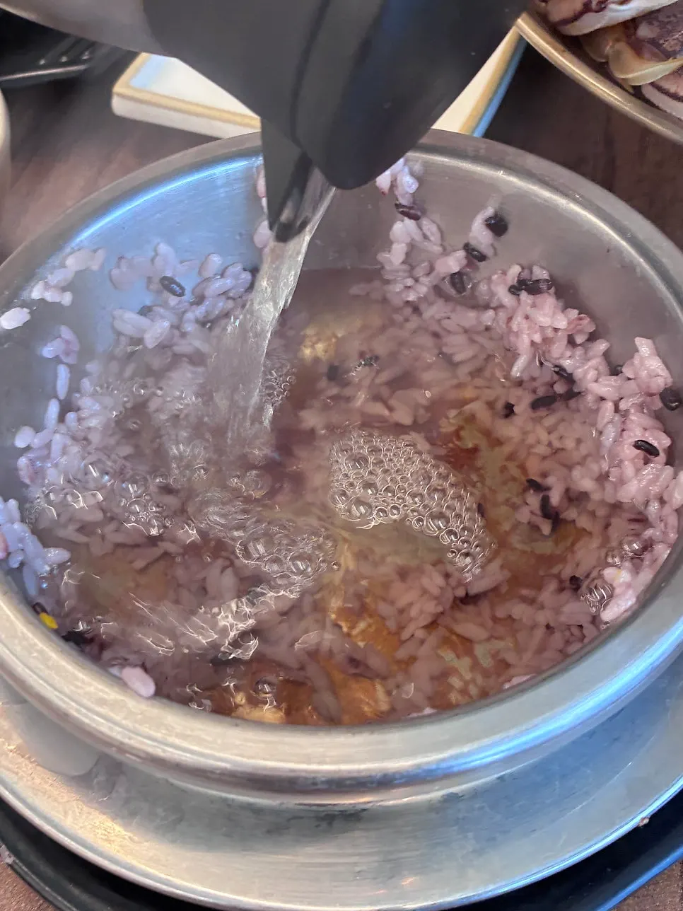 Scorched rice water made from the pot
