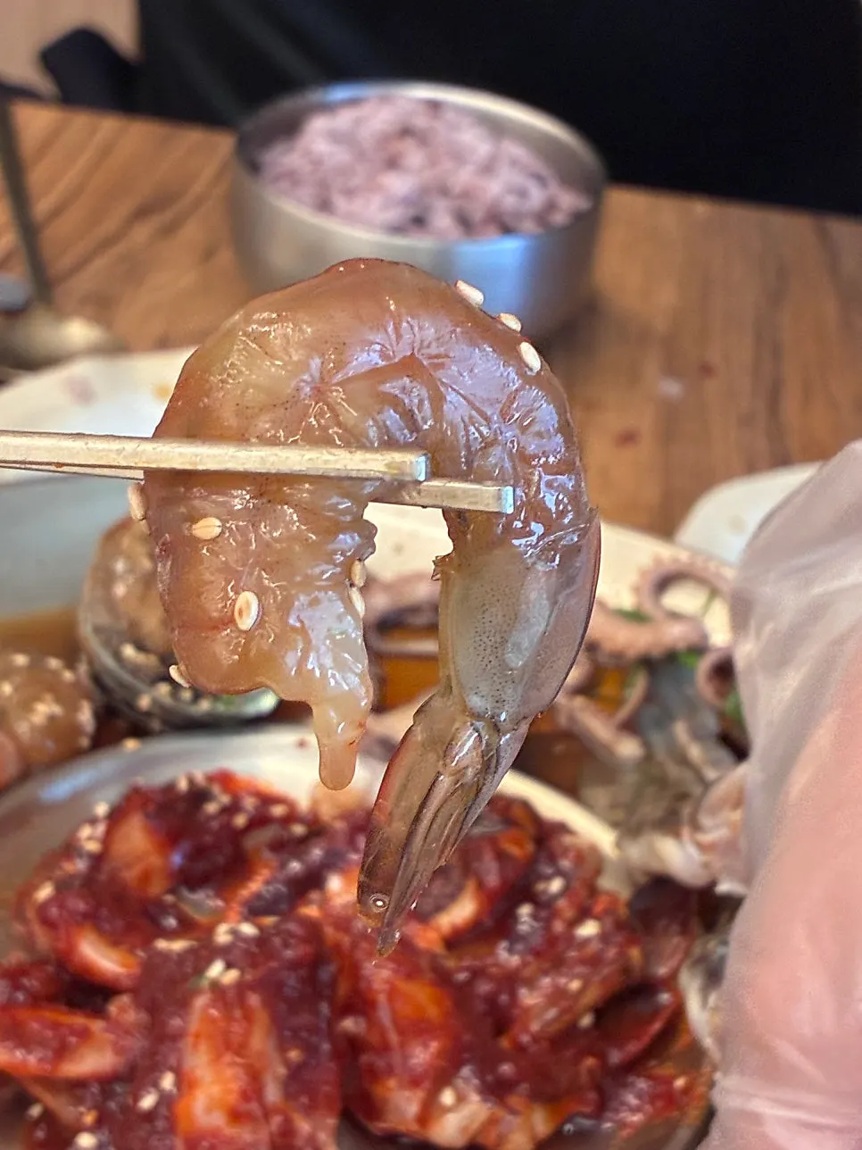 A piece of spicy marinated crab