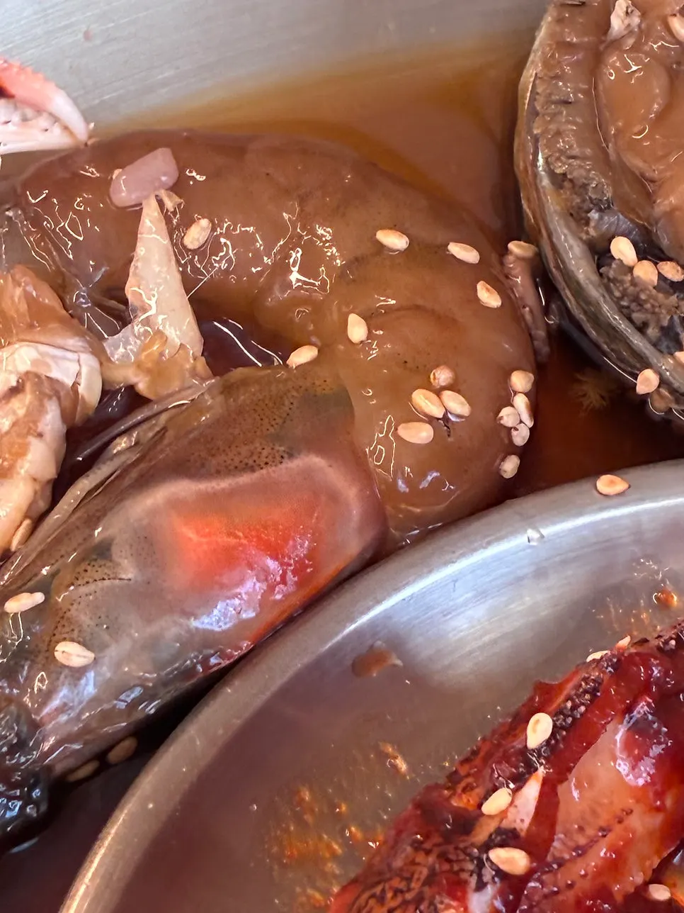 Pre-peeled marinated shrimp