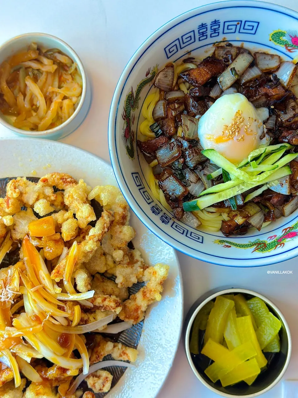 Ganjajang sauce mixed with poached egg