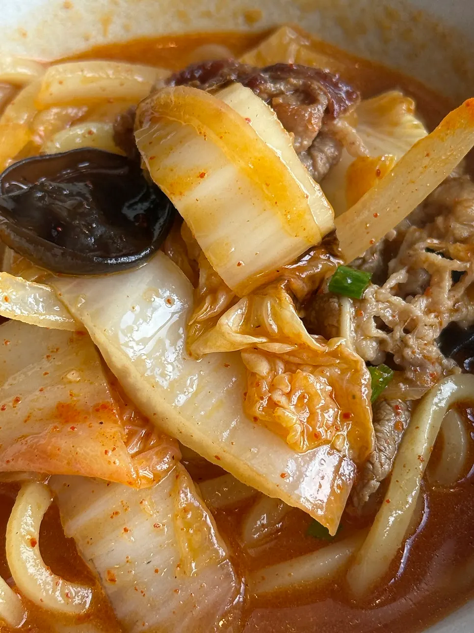 Jjamppong loaded with ingredients