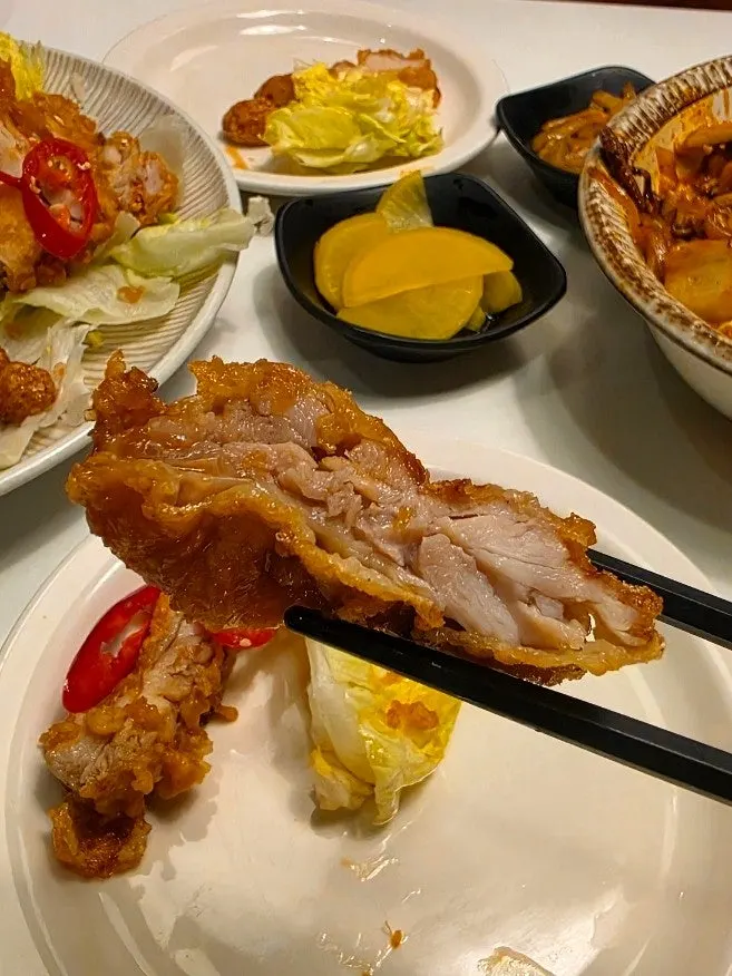 통마늘 유린기 한 접시