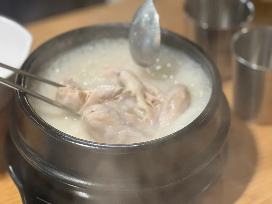 Chicken served with Masamgyetang broth