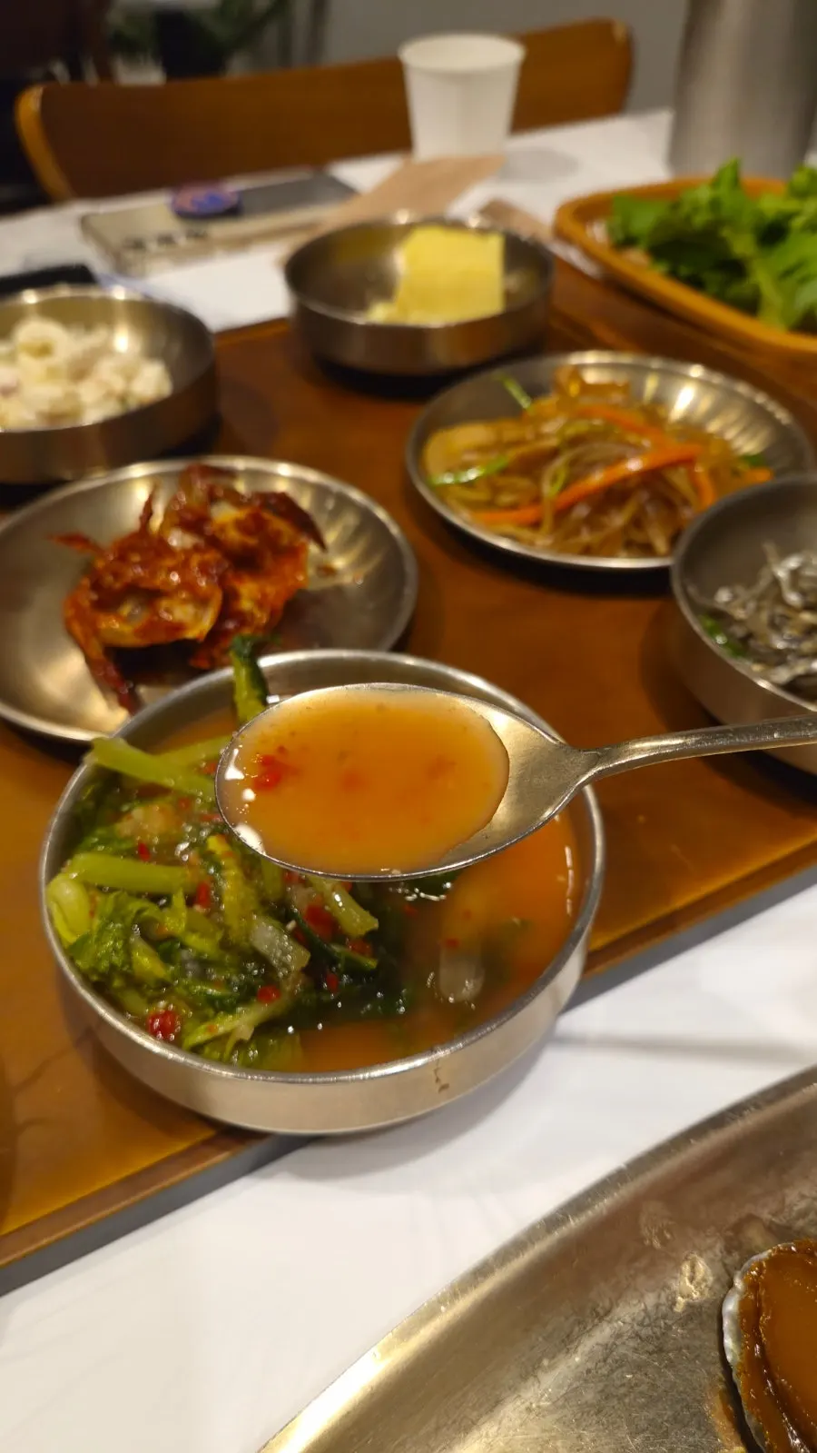 Yeolmu kimchi and squid radish salad at Yun Sikdang