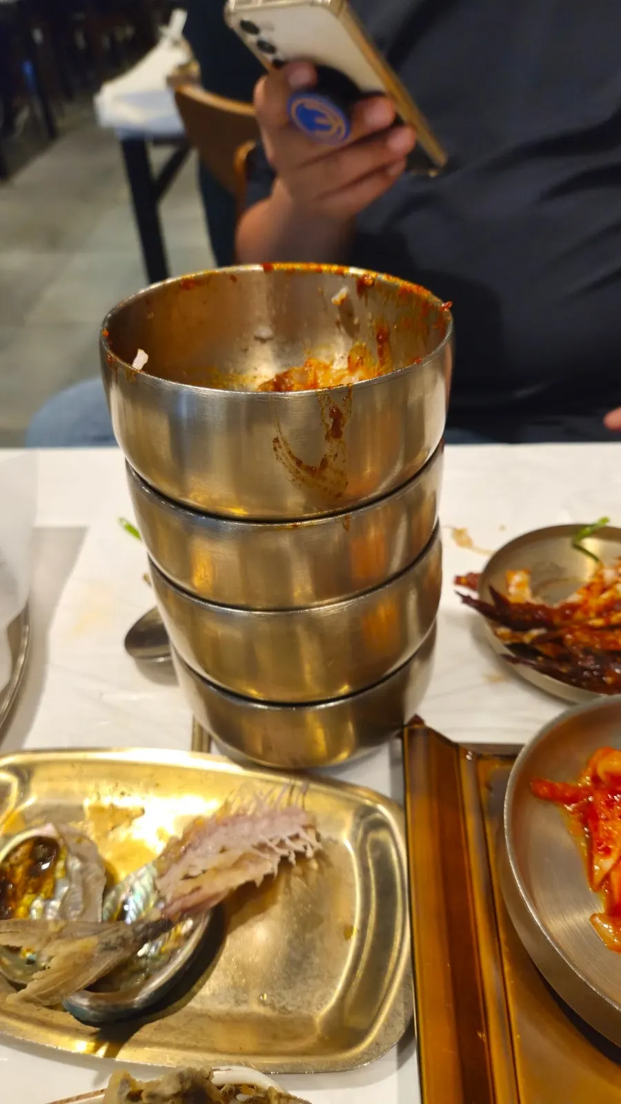 Yun Sikdang set meal table cleared by the couple