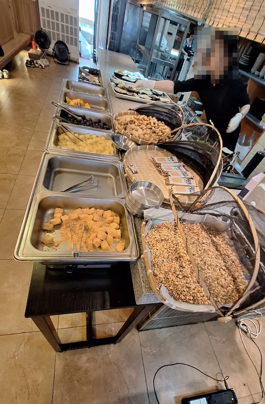 Desserts displayed on the self-serve bar