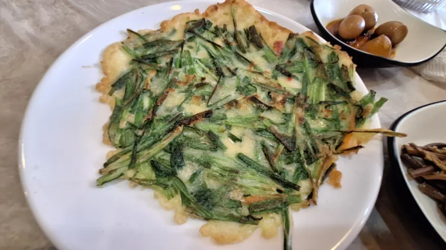 Chive pancake served as a basic side dish