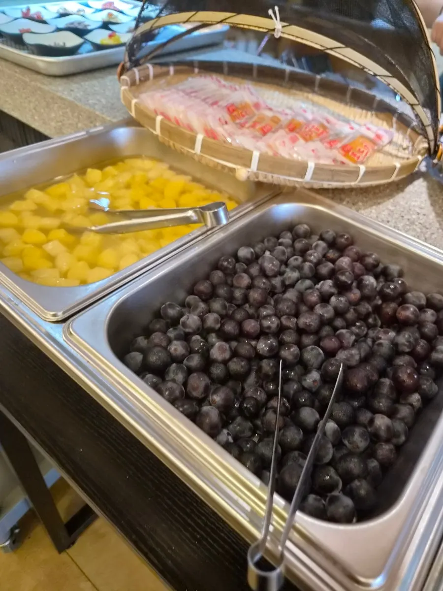 Self-serve dessert corner seen after the meal