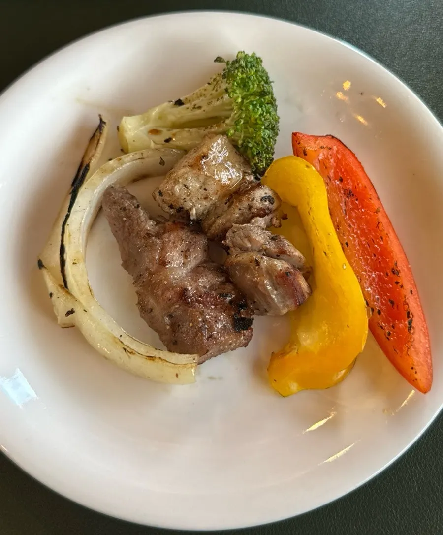 Shashlik with pineapple and vegetables