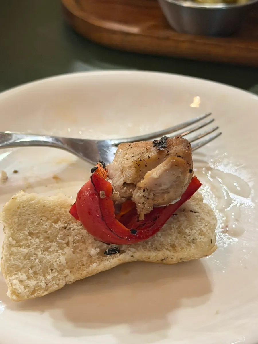 Ciabatta with jam alongside the fries