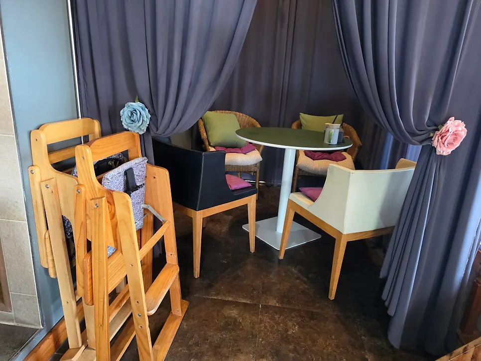 Floor room separated by curtain