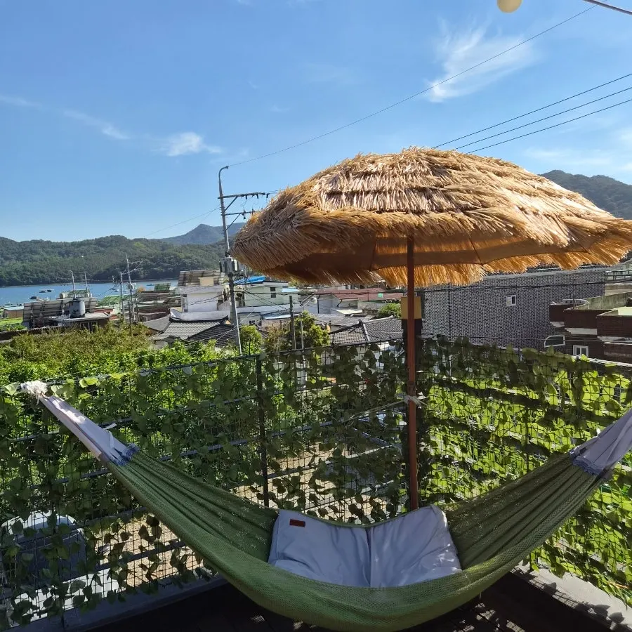 Seating area with a hammock kids will love