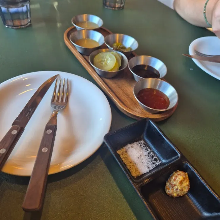 Garlic, mustard, chili, and teriyaki sauces