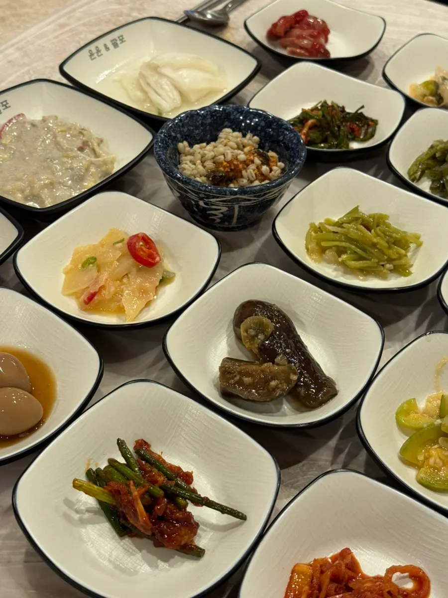 Colorful spread of Korean side dishes