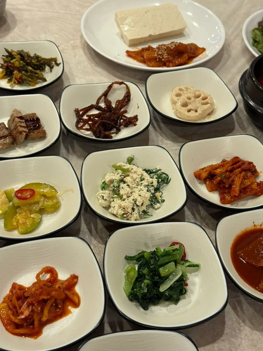 Colorful spread of Korean side dishes