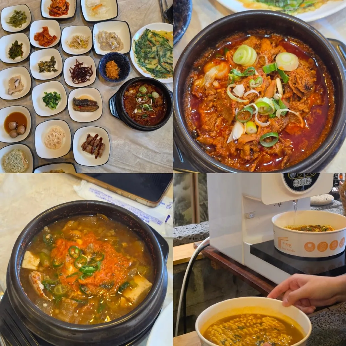 Main shot of the Korean set-meal spread at Masan Ssamjangjip
