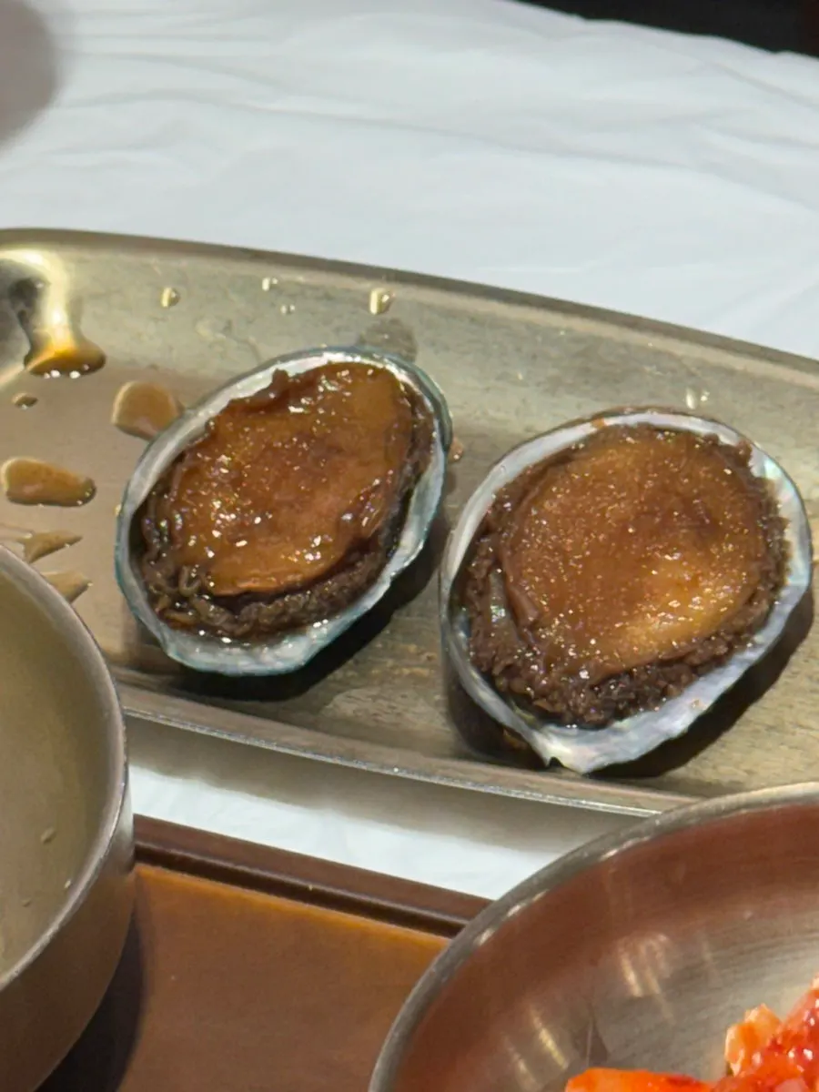 Grilled bulgogi wrapped in a perilla leaf