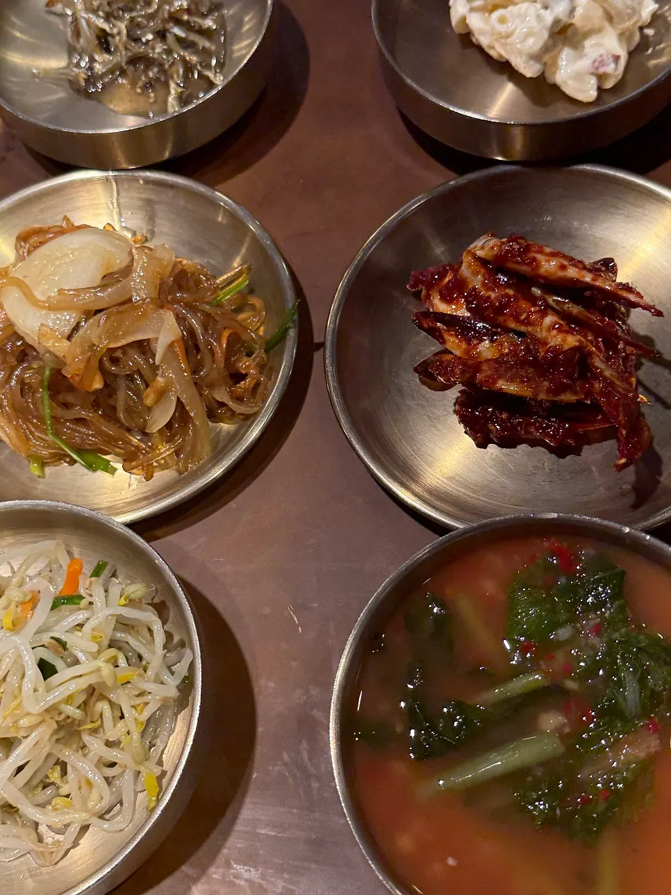 A variety of neatly arranged banchan