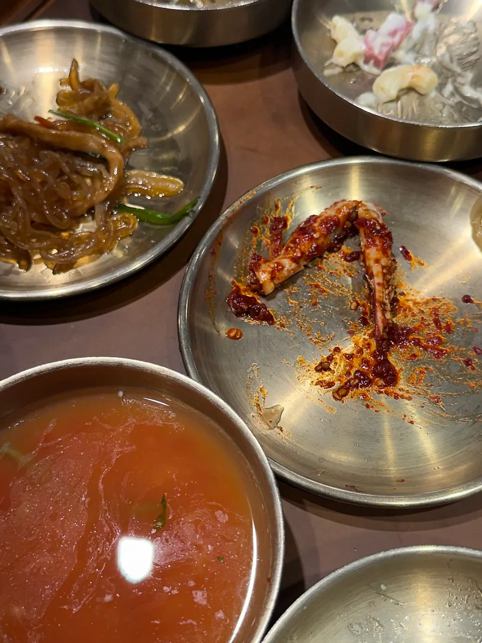 The Korean set meal after being deliciously finished