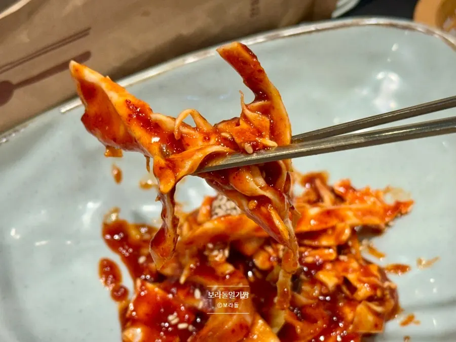 Seasoned squid salad side dish at Yun Sikdang