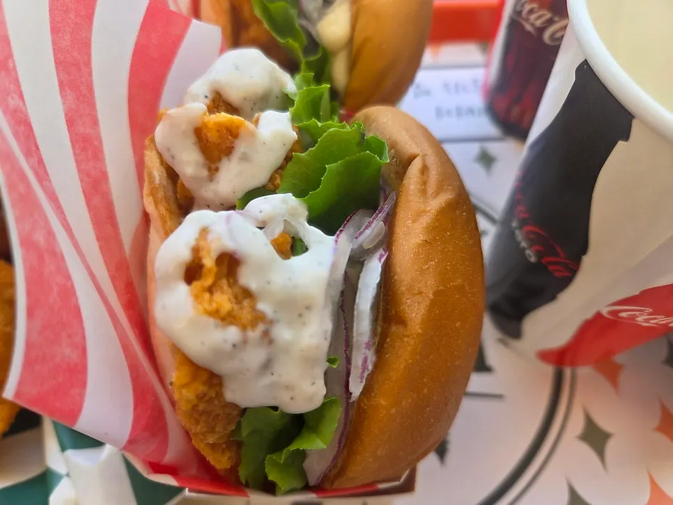 Masian Chicken burger with a thick chicken patty