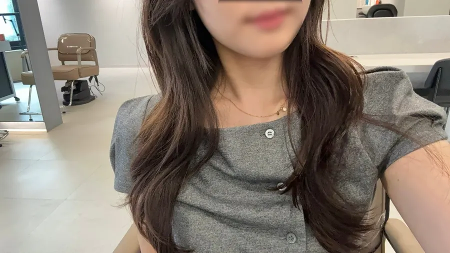 레이어드컷 전 긴 머리 상태