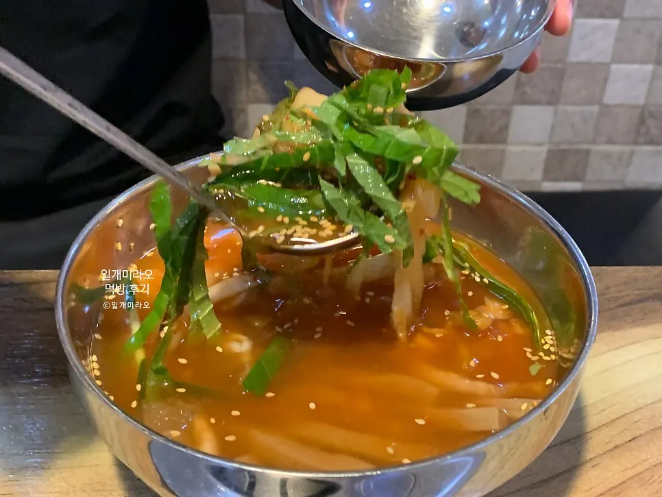Complimentary muk-sabal (acorn jelly salad)