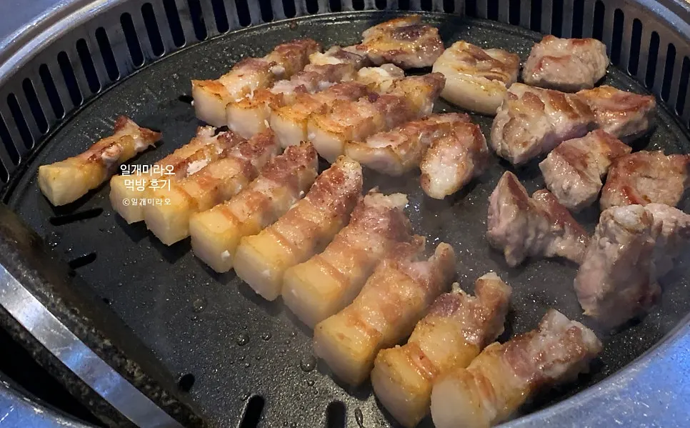 Golden-browned, cut cross-section of pork belly