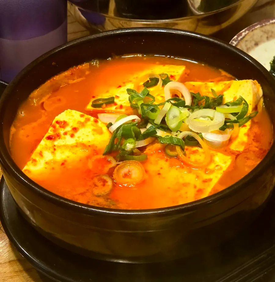 A plate of ssamjang with garlic and wasabi