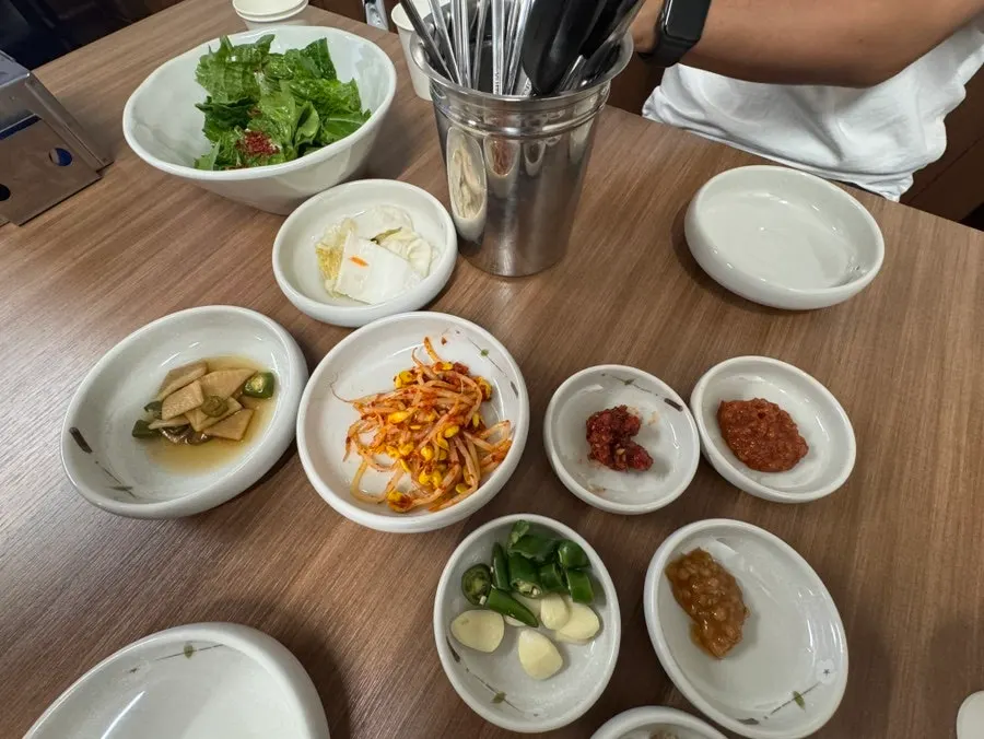 Basic side dish spread on the table