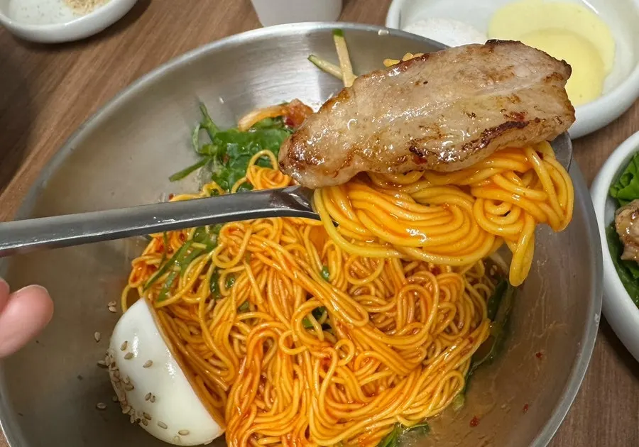 Mulbibim noodles with icy slush