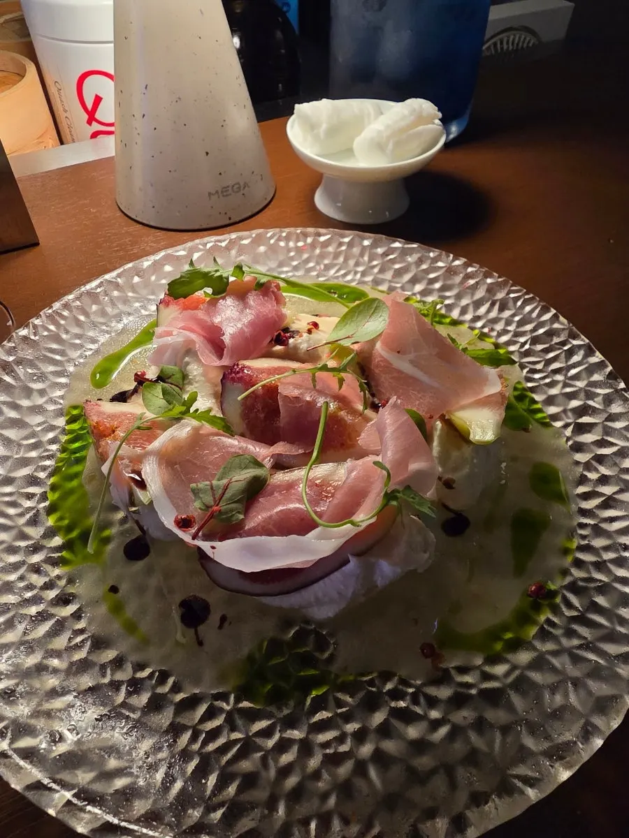 First course: fig and tofu cream cheese salad