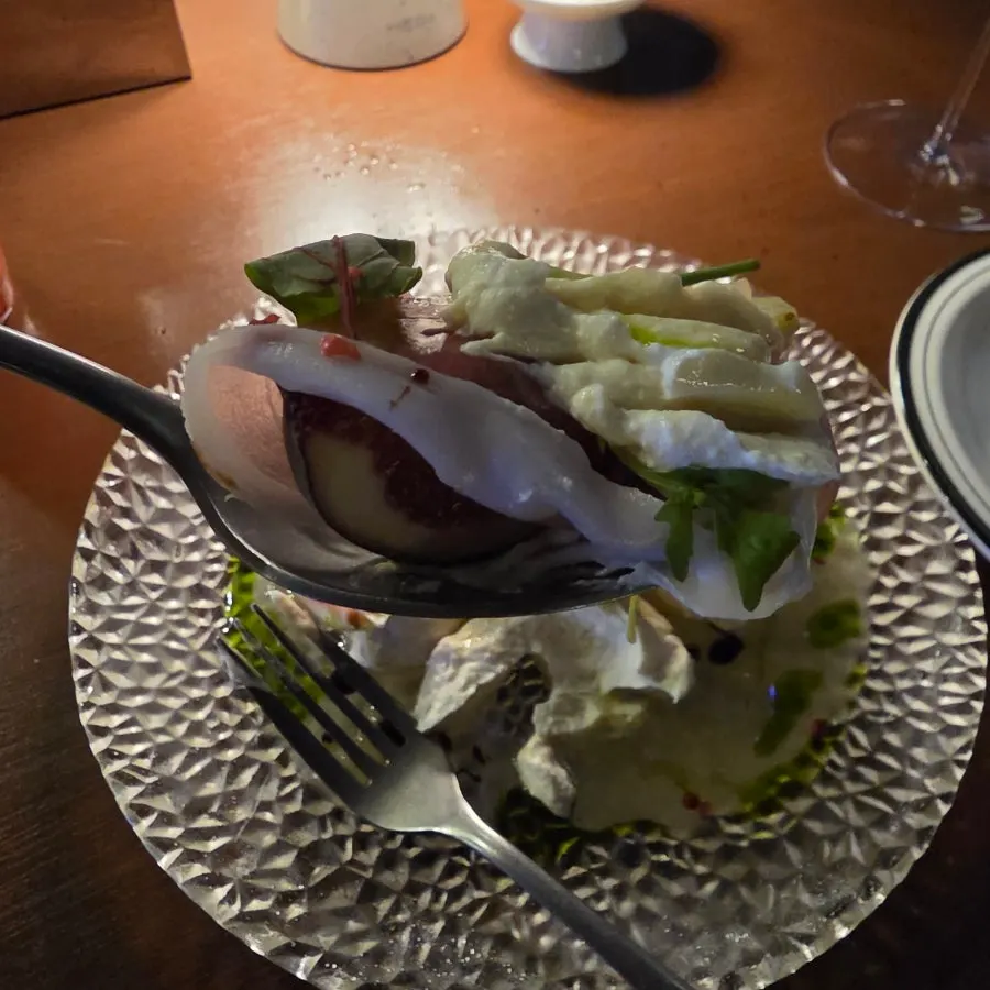 Close-up of the fig salad with yuzu dressing