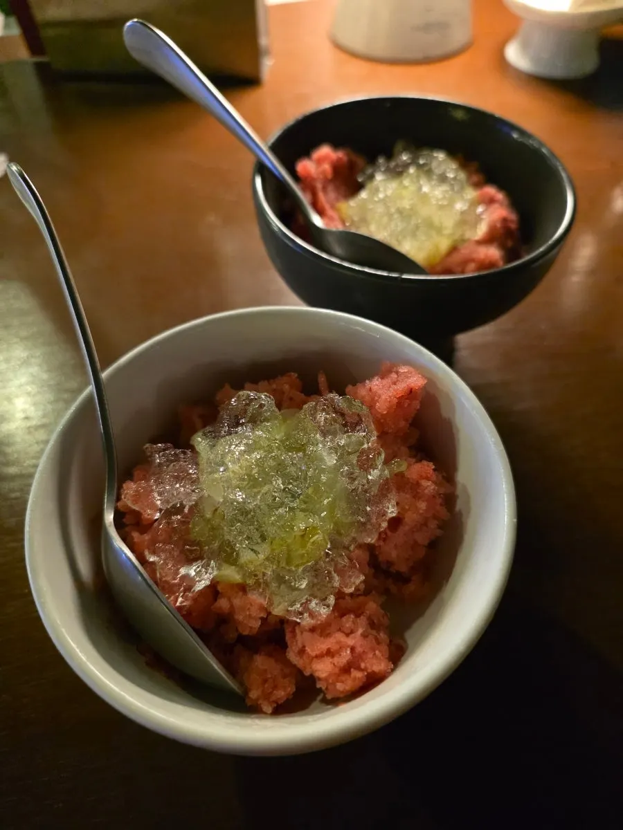 Final dessert, plum sorbet