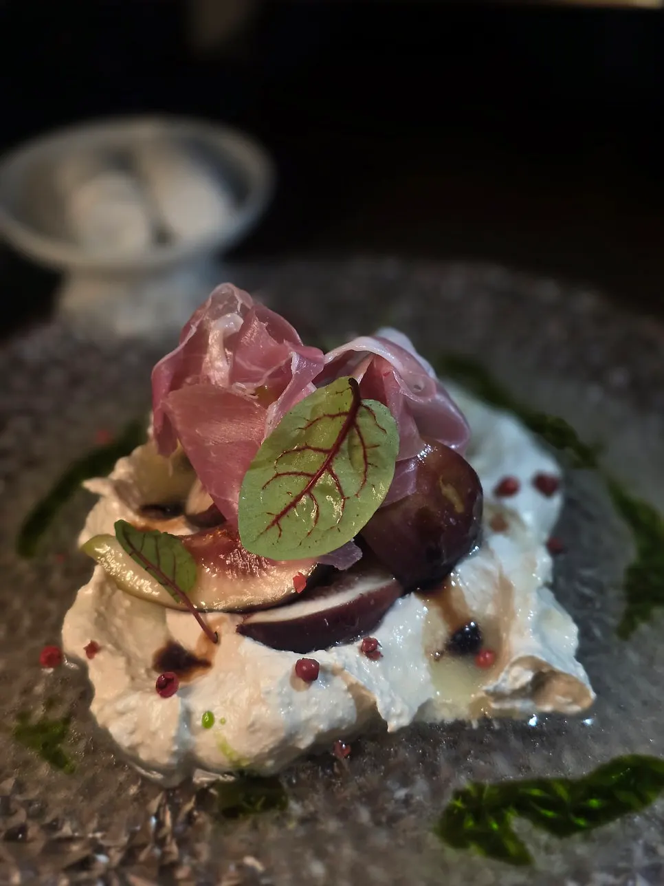 Close-up of the fig and tofu cream cheese plate