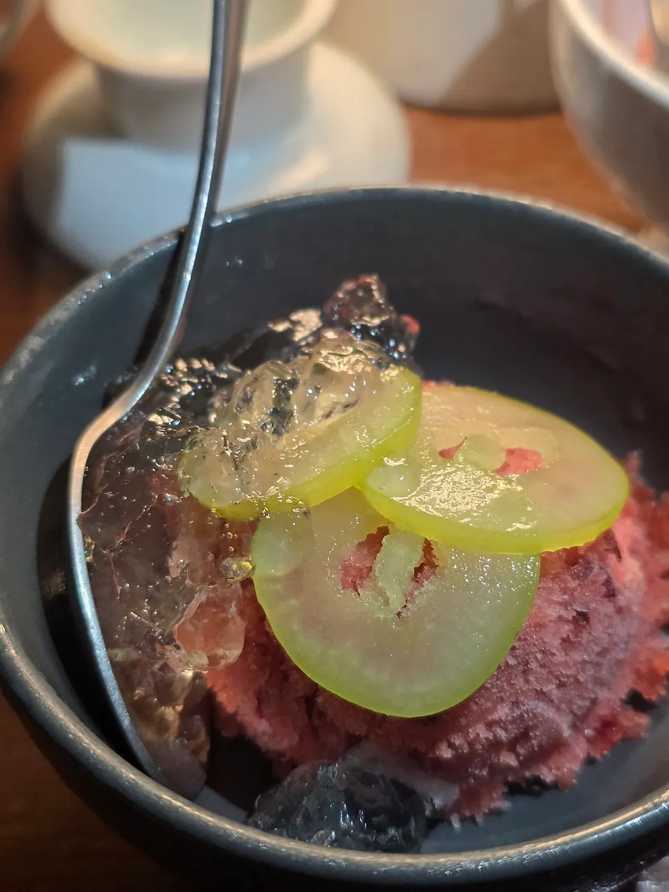 Plum granita, the final dessert