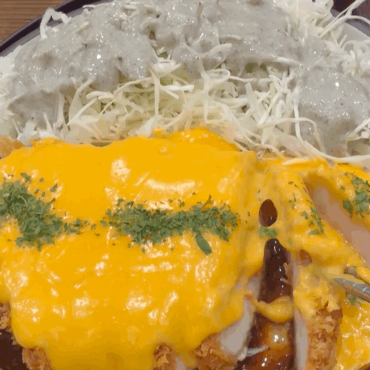 Matsumi's cheddar cheese tonkatsu piled generously with cheese