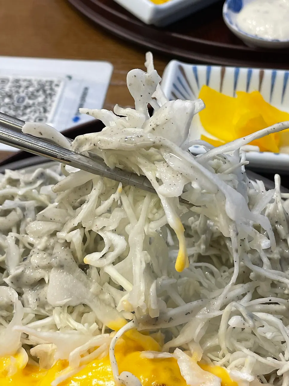 Cabbage salad drizzled with dressing