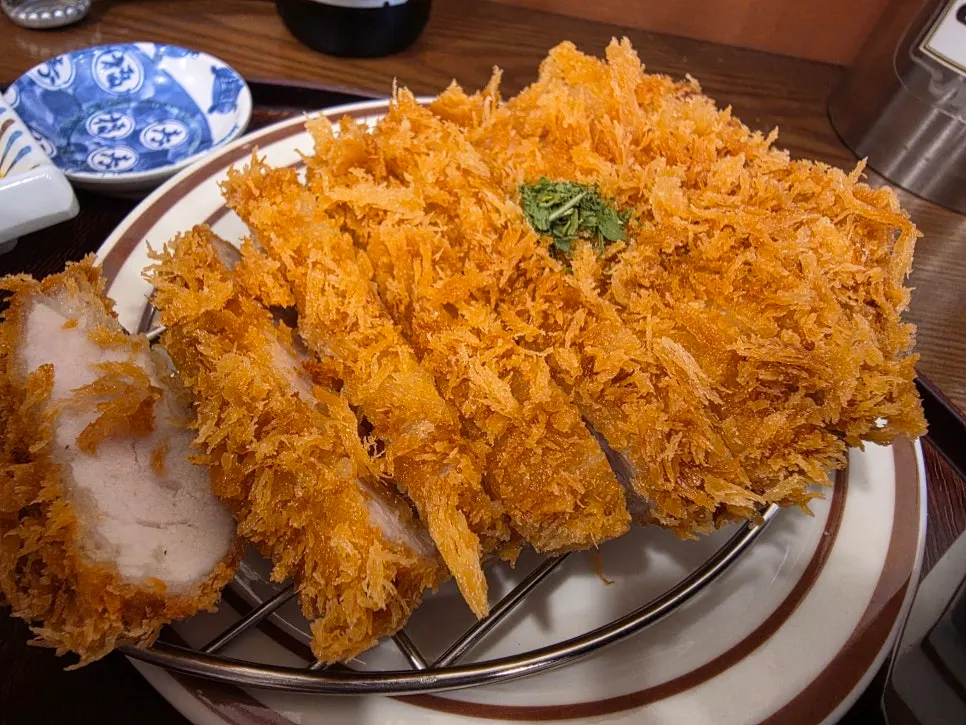 Tonkatsu eaten with the spicy sauce