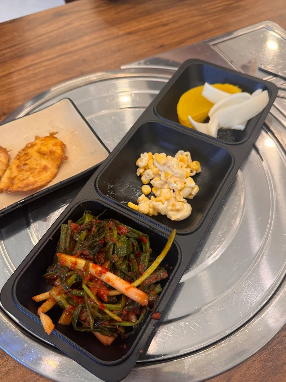 Scallion kimchi taken from the self-serve bar