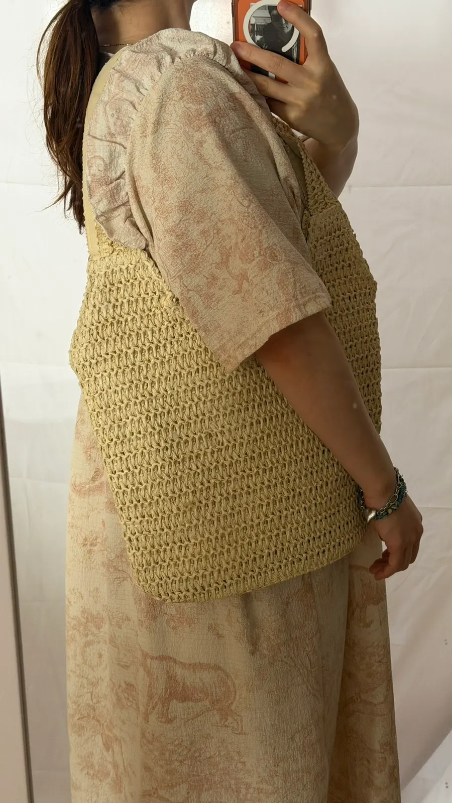 Beige Meda Bag rattan bag with a natural weave
