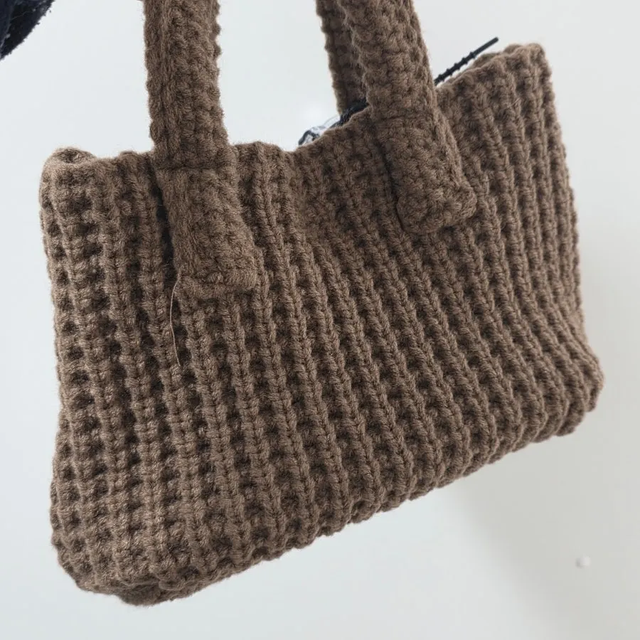 Brown Meda Bag knit mini tote bag