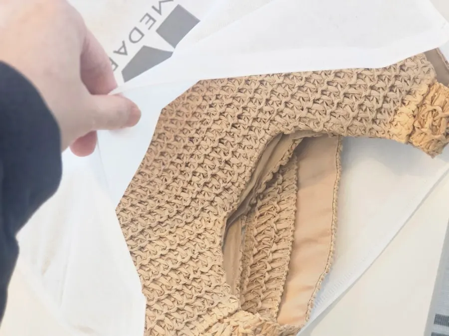 Sturdy weave of the brown Meda Bag rattan bag