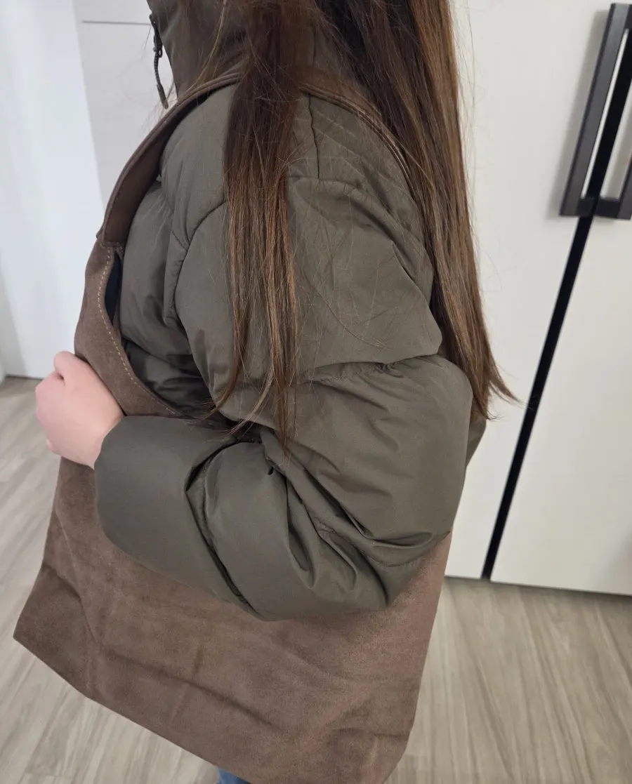 Camel-toned Meda Bag shoulder bag used as an everyday bag